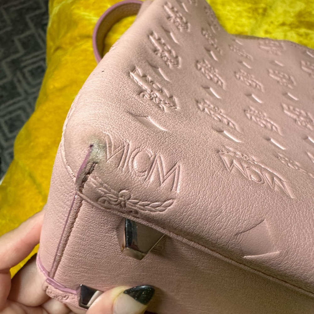 MCM Pink Embossed Leather Tote Bag - Picture 15 of 16